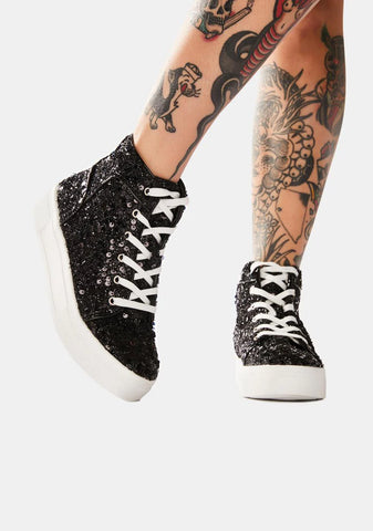 Noir Party's Here Sequin Sneakers