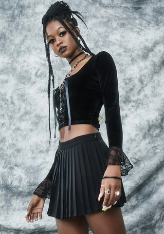 Charm Class Hero Velvet Crop Top