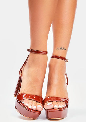Cognac Switching Perspectives Peep Toe Heels