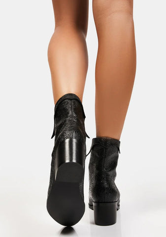 Paranormal Plans Embossed Ankle Boots