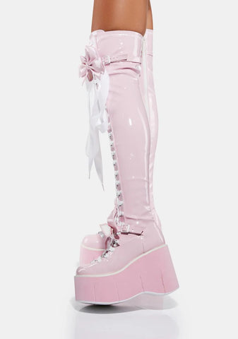 Pastel Gothic Princess Thigh High Boots