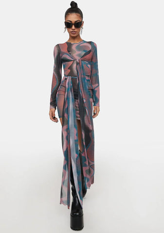 Muted Mood Wavy Print Mini Dress