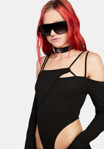 Dark Spice Asymmetric Hollow Out Bodysuit