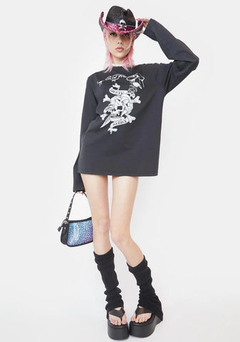 Rhinestone Death Or Glory Long Sleeve Tee