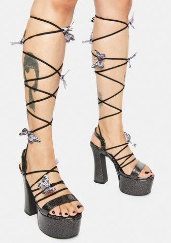 Night Sparkle Pixie Queen Lace-Up Heels