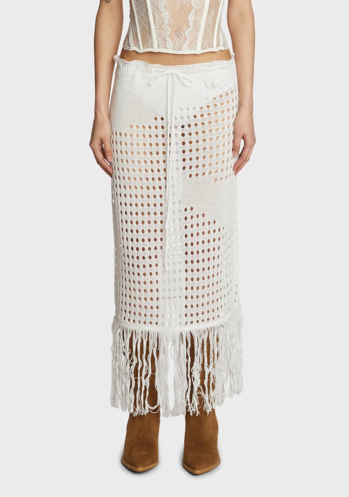 Dream Weaver Crochet Skirt - White