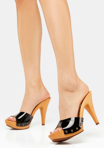 Viviana Black Patent Heels