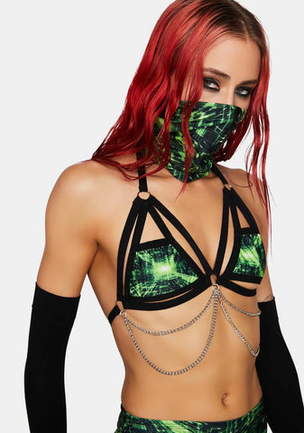 Cyber Grid Cage Bra Top