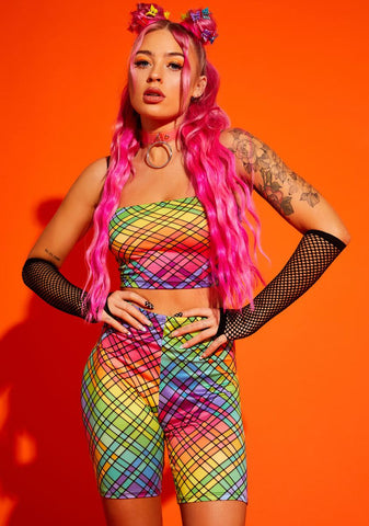 Not So Clueless Plaid Biker Shorts