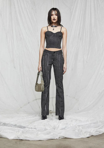 Synth Washed Pants With Raw Edge Details