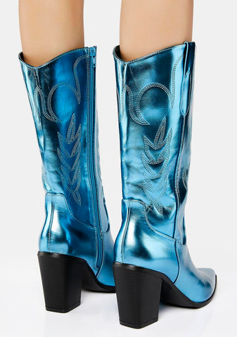 Turquoise Got Range Metallic Cowboy Boots