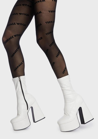 White Over It Platform Sock Boots