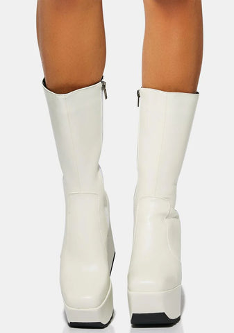 White Magnolia Platform Boots
