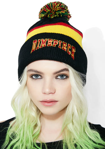 Multi Stripe Pom Beanie