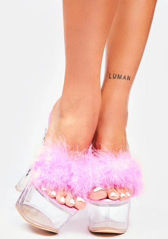 Pink Colima Fluffy Heels