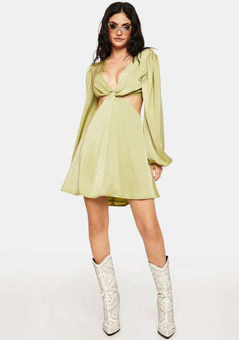 Lime Secret Aura Cut Out Mini Dress