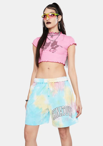 Blue Arc Left Tie Dye Sweatshorts