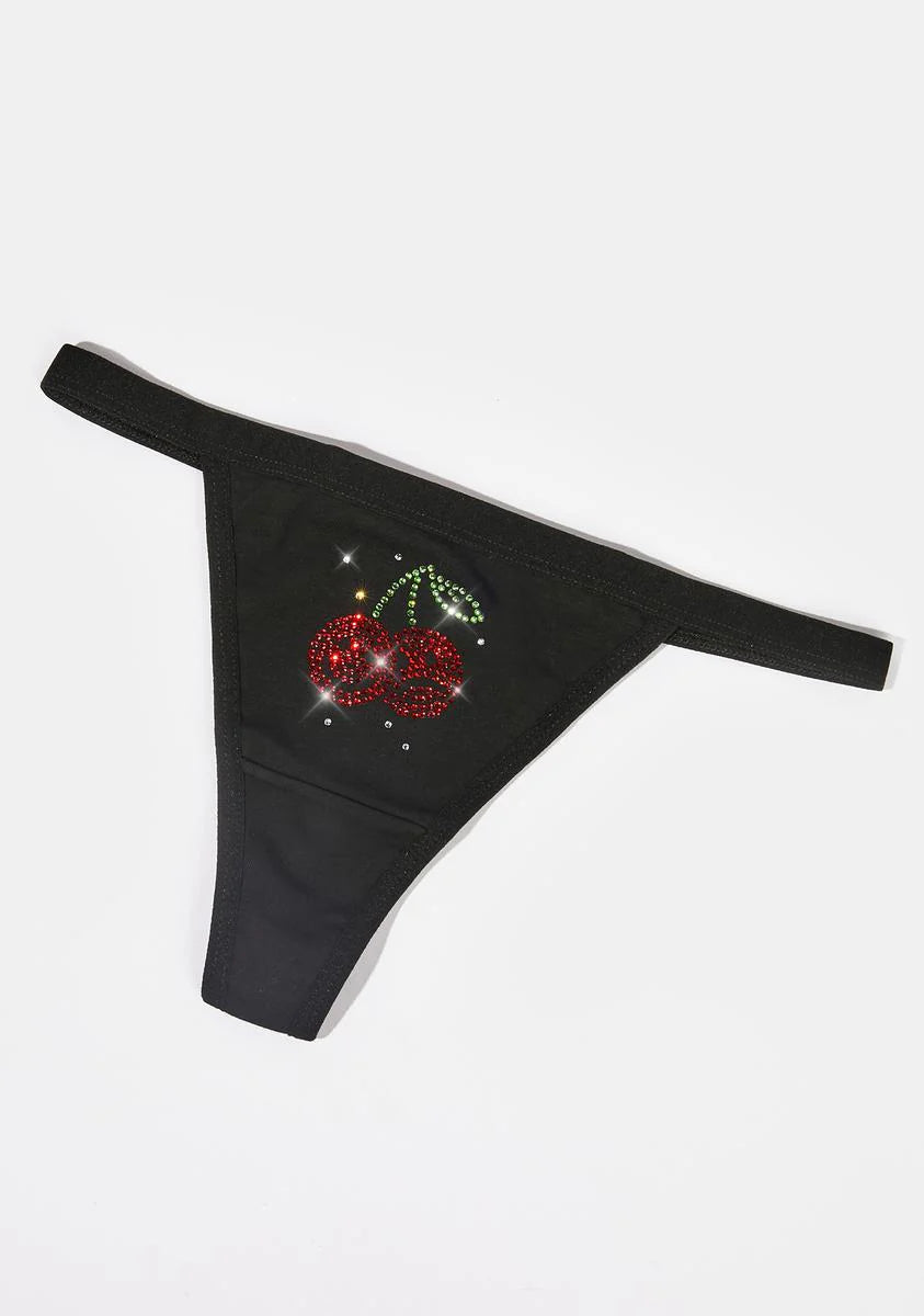 Cherry Rhinestone Thong