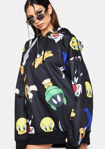 Tooning In Oversized Graphic Hoodie