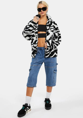 Set On You Zebra Teddy Jacket