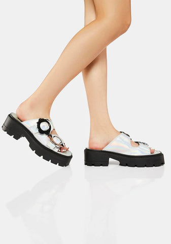 Amber Flower Chunky Sole Sliders