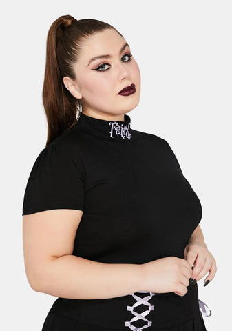 Her Dark Universe Embroidered Fairy Mock Neck