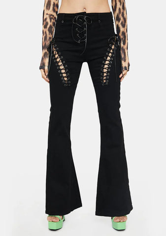 Engine Black Flared Jeans