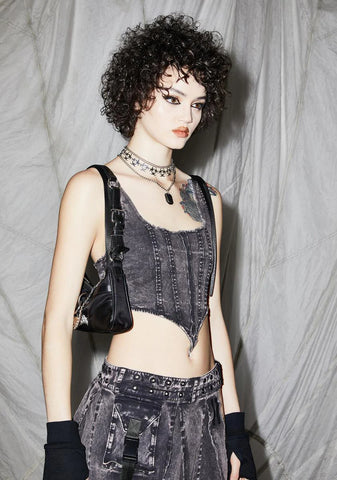 Reverb Washed Denim Corset Top