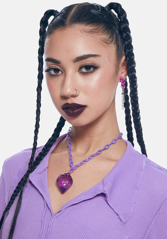 Lilac Tipsy Strawberry Charm Chain Necklace