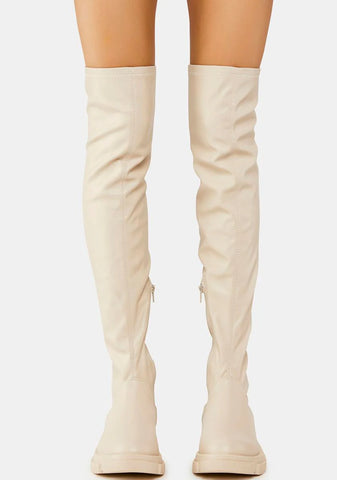 White Junya Knee High Boots