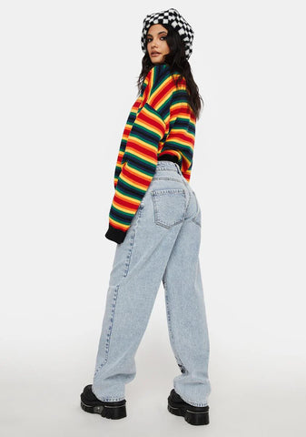 Yin Yang Eyes Printed Loose Jeans