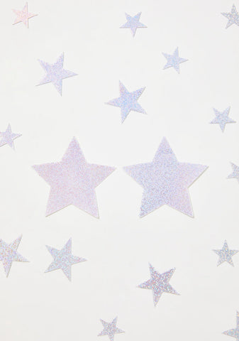 Silver Glitter Stars Pasties Set