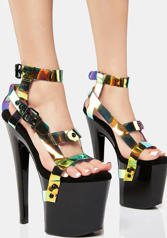 Black Atlantis X Bondage Platform Heels