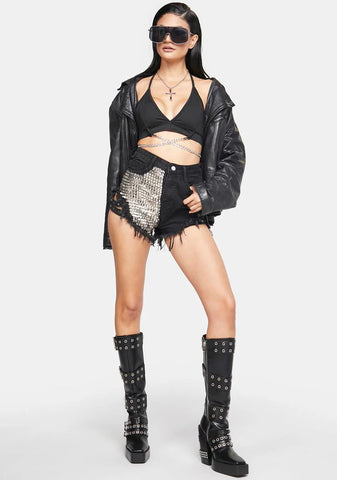 Night Drive Studded Hot Shorts