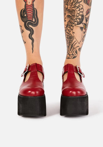 Red Tee Tee Platform Mary Janes