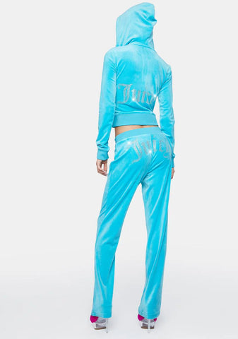 Blue OG Big Bling Velour Track Pants