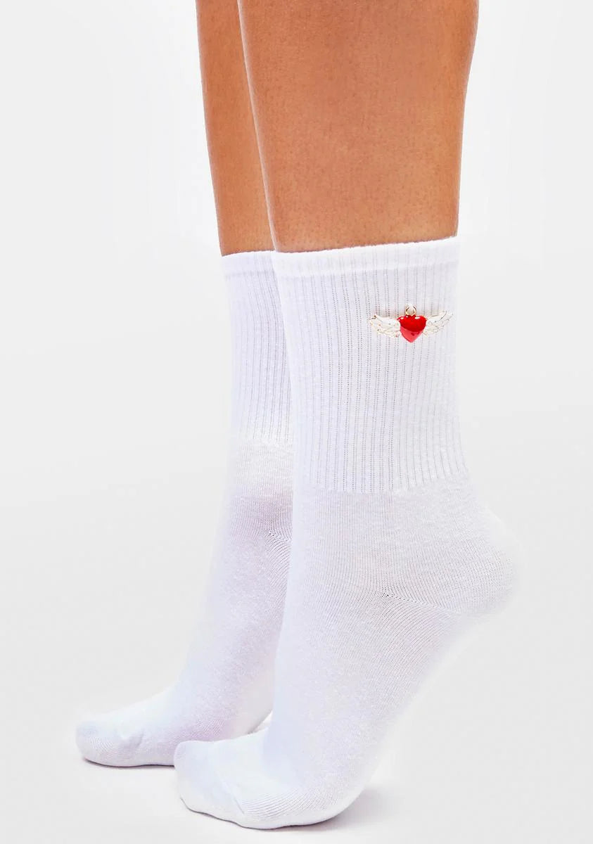 Angel Find My Love Ribbed Crew Socks
