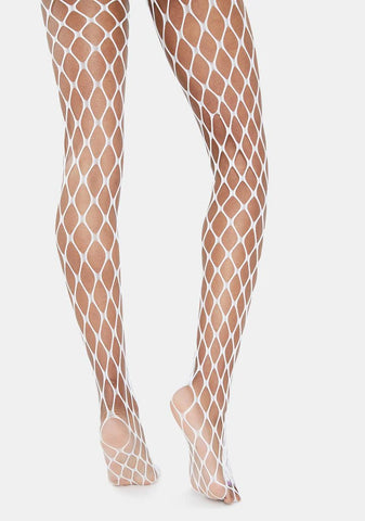 White Flirty Maxi Fishnet Tights