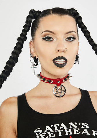 Devil Cast Your Curse Studded Choker