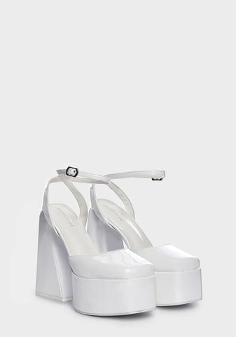 White Clementine Block Heels