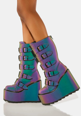 Reflective Dune Alien Buckle Boots