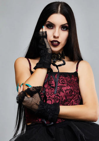 Black Vintage Lace Gloves