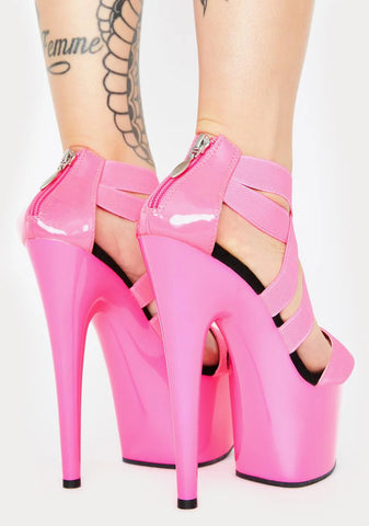 Pink Atomic Tease UV Platform Heels