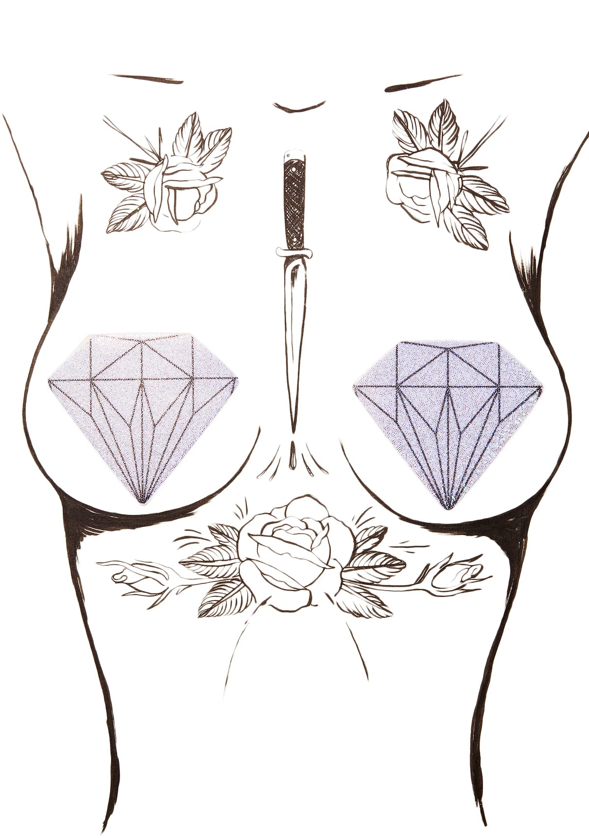 Silver Glitter Diamond Pasties