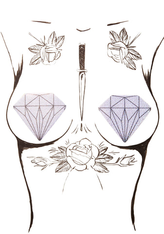 Silver Glitter Diamond Pasties