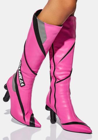 Pink Vegan Dick Heel Motocross Boots