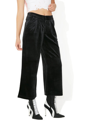 Sporty Velour Wide Leg Trousers