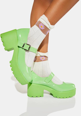 Alien Green Tira Mary Janes