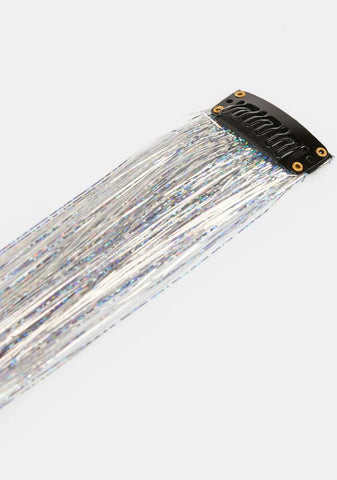 Silver 20" Hair Tinsel Extension 3-Pack