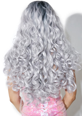 Silver Root-Fade Curly Wig